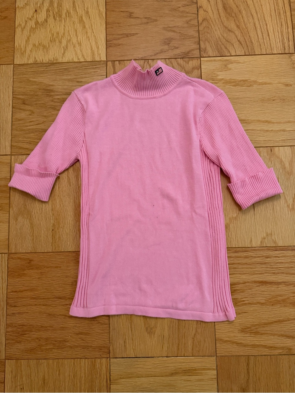 Polo Ralph Lauren Pink Mock Neck Ribbed Cotton Top
